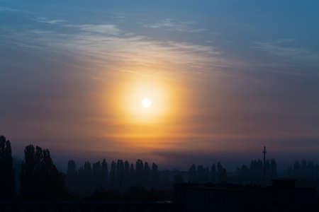 twilight sky sun clouds landscapeの写真素材