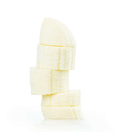 sliced ââbanana isolated on white backgroundの写真素材
