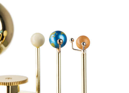 model of the solar system Isolated on white backgroundの写真素材