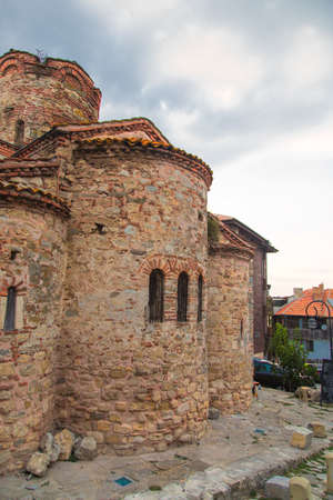 old church building stone wallの写真素材