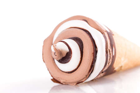 chocolate ice cream isolated on white backgroundの写真素材