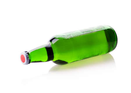bottle of beer Isolated on white backgroundの写真素材