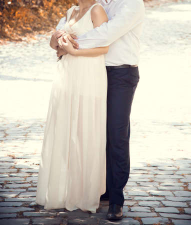 man woman wedding love walkの写真素材