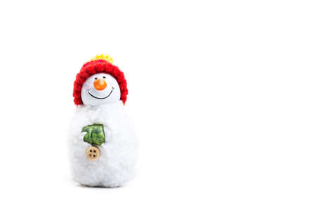 snowman toy isolated on white backgroundの写真素材