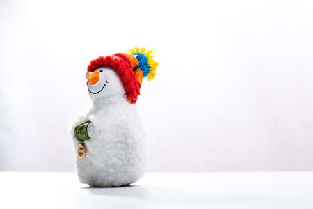 snowman toy isolated on white backgroundの写真素材