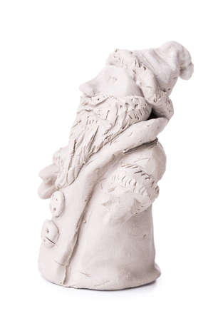 Santa Claus toy clay Isolated on white backgroundの写真素材