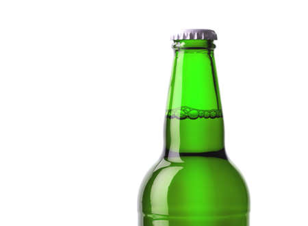 beer bottle green isolated on white backgroundの写真素材