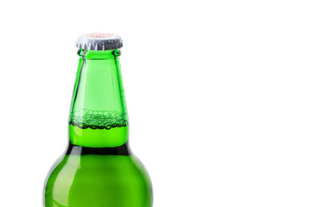 beer bottle green isolated on white backgroundの写真素材