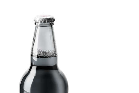bottle of beer black and white on a white backgroundの写真素材