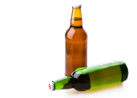 beer bottle isolated on white backgroundの写真素材