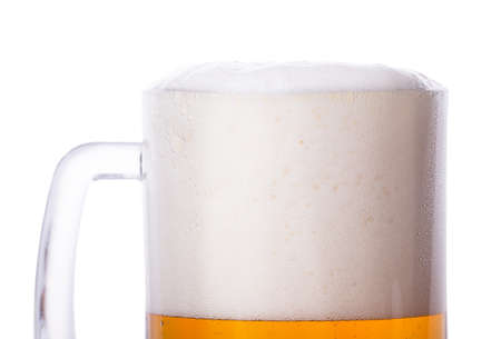 glass of beer foam Isolated on white backgroundの写真素材