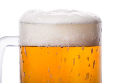 glass of beer foam Isolated on white backgroundの写真素材