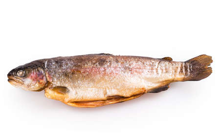 smoked fish Isolated on white backgroundの写真素材