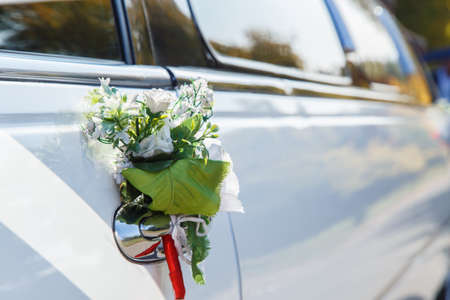 car handle flowers wedding decorationsの写真素材
