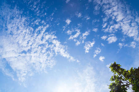 blue sky fluffy clouds natureの写真素材