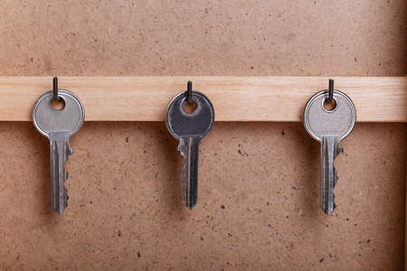 housekeeper key wood box vintageの写真素材