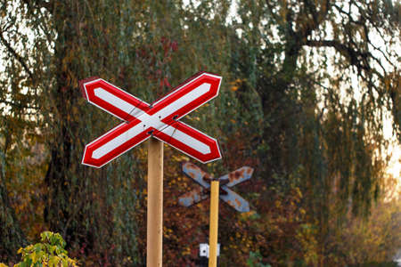 railroad sign dayの写真素材