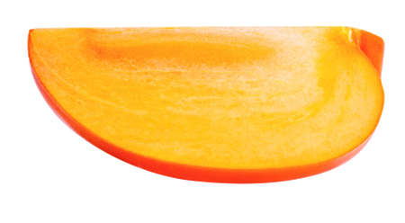 Persimmon cut slice isolated on white background clipping pathの写真素材