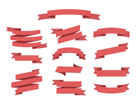 Flat vector ribbons banners flatのイラスト素材