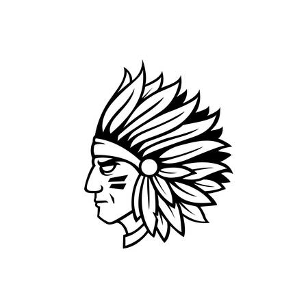 Silhouette Native American Indian Chief.のイラスト素材
