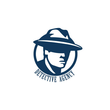 Private detective logo of vector man in hatのイラスト素材