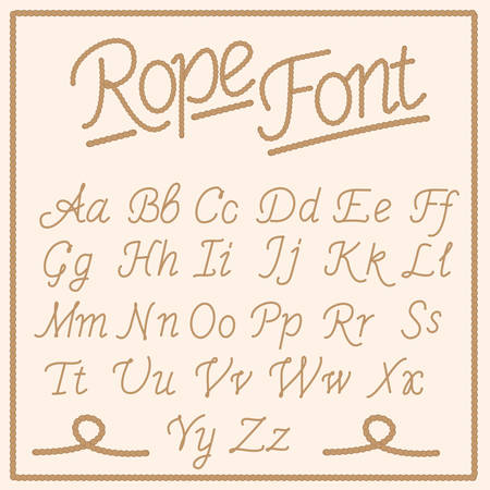 Rope alphabet vector font. Sign script.のイラスト素材
