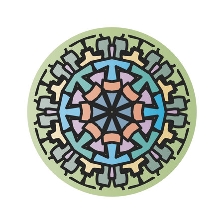 Intersecting intertwining multi-colored circles. Colored intersection of rings and lines, logo design element.のイラスト素材