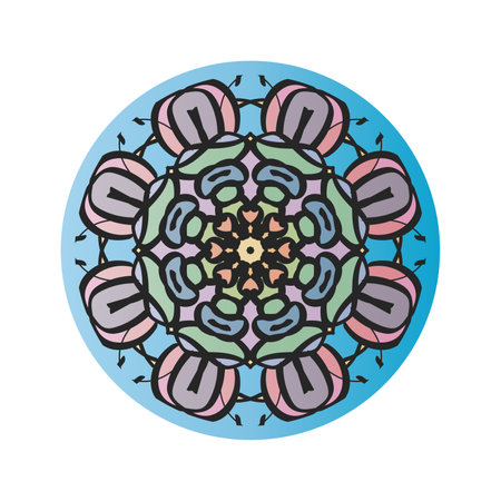 Colored isolated mandala graphic vector. Polar design multicolored on a white background.のイラスト素材