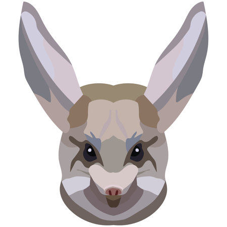 Jerboa face. An illustration of a muzzle of a rodent is depicted. Bright portrait on a white background. vector graphics. animal logoのイラスト素材