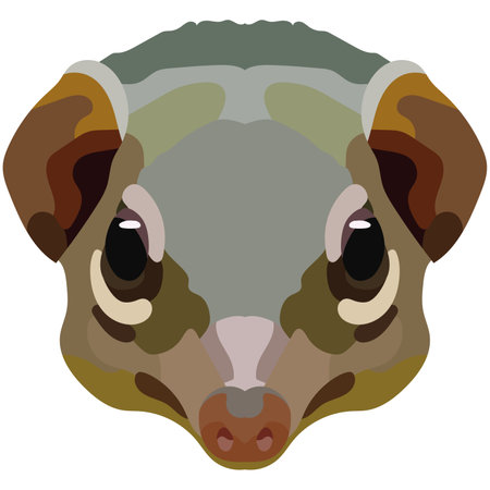 Tupaia face. The muzzle of a mammal is depicted. Bright portrait on a white background. predictive graphics. animal logo.のイラスト素材