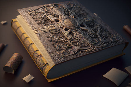 Book with ancient knowledge. World Book and Copyright Day. ai generationの素材