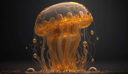 Golden jellyfish in its natural habitat. ai generationの素材