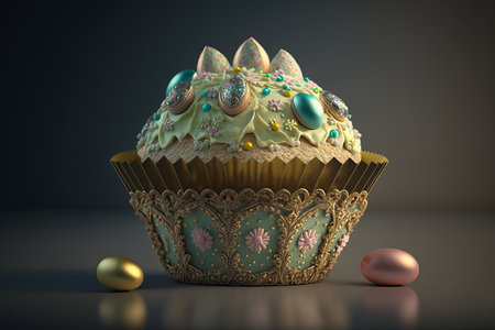 Festive Easter cake. ai generationの素材