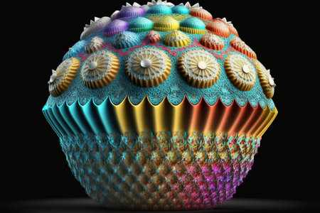 Easter neon Holiday cupcake. ai generationの素材