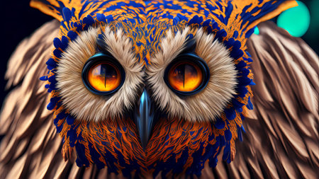 Macro shot of a beautiful owl. AI Generatedの素材