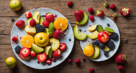 fruit beauty cutting on a beautiful plate. AI generated.の素材
