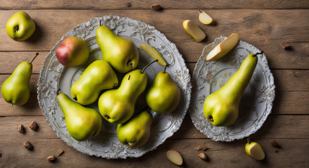 pear on a beautiful plate. AI generated.の素材
