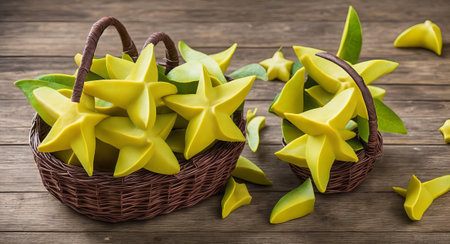 Star fruit in a beautiful basket. ai generationの素材