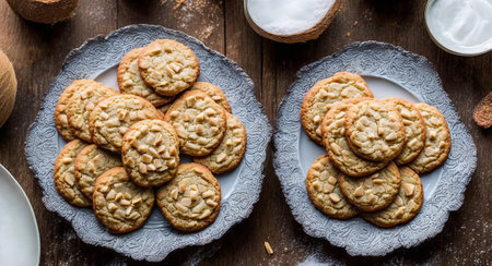 coconut cookies on a beautiful plate. ai generationの素材