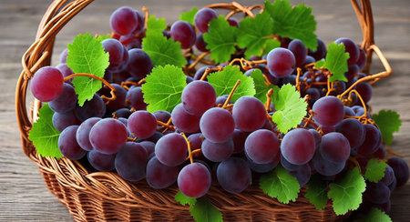 grapes in a beautiful basket. ai generationの素材