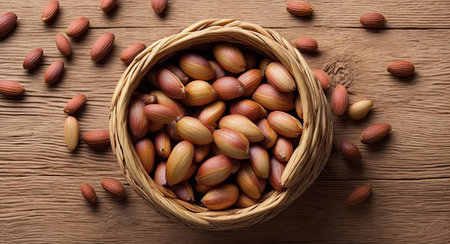 Pine nut in a beautiful basket. ai generationの素材