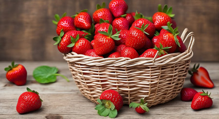Strawberry in a beautiful basket. ai generationの素材
