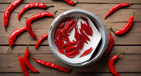 Cayenne pepper in a bowl. ai generationの素材