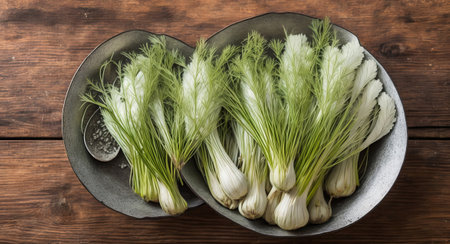 Fennel in a beautiful bowl. ai generationの素材