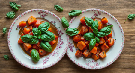 Basil on a beautiful plat. ai generationの素材