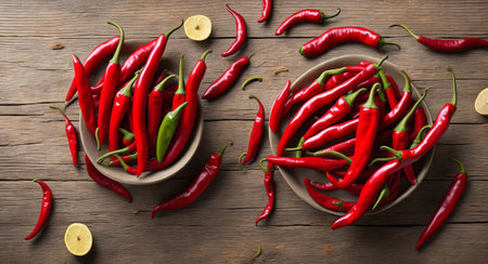 Chili pepper in a beautiful bowl. ai generationの素材