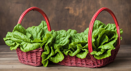 Lettuce in a beautiful basket. ai generationの素材