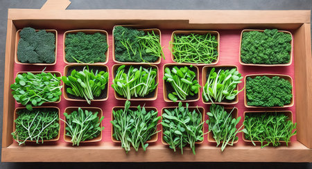 various microgreens in bowls. ai generationの素材