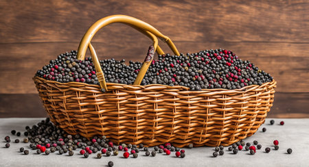 mixture of peppercorns in a beautiful basket. ai generationの素材