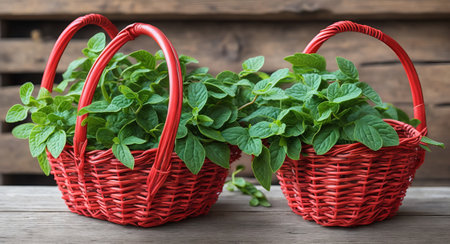 Oregano in a beautiful basket. ai generationの素材